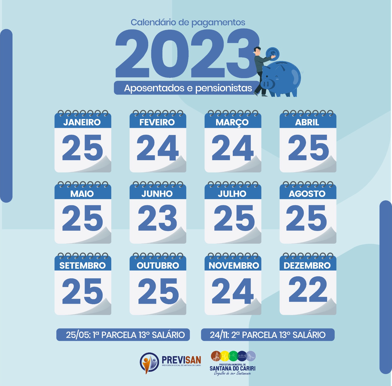 Calendário de Pagamento dos Servidores Públicos 2023 PREVISAN