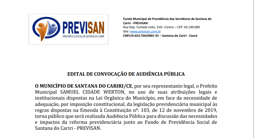 Edital de Convocação para Audiência Pública