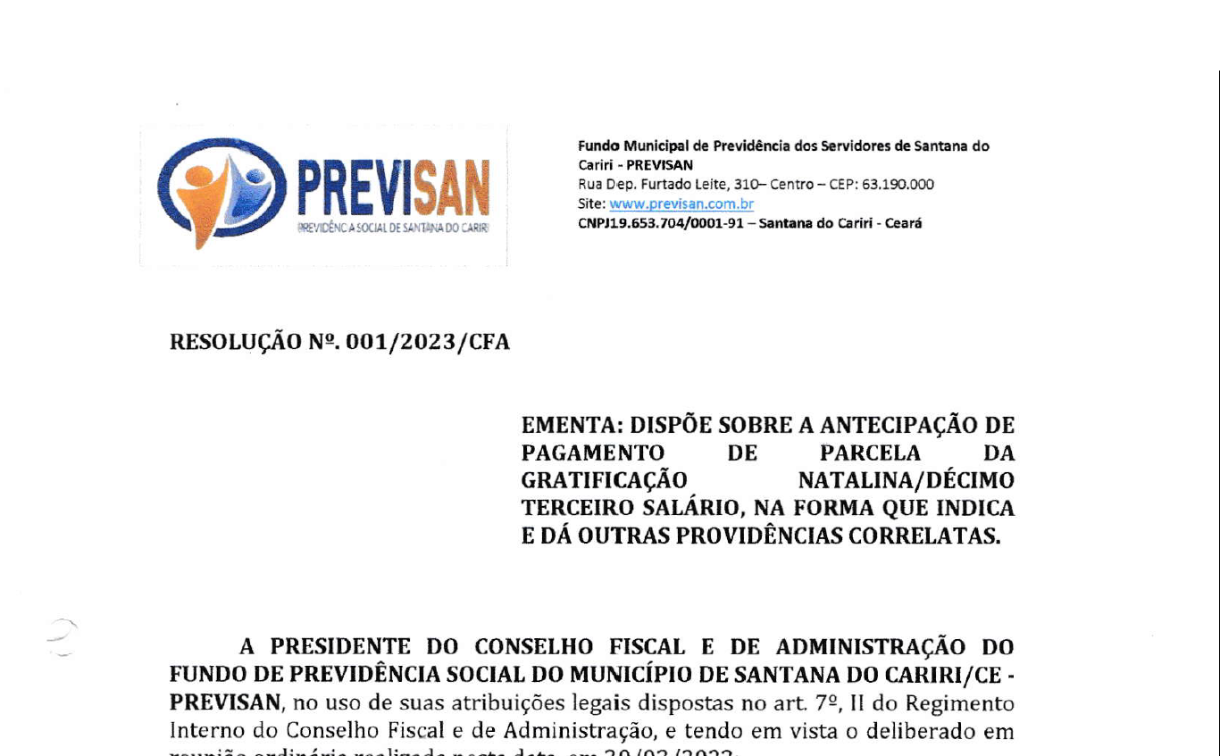 Antecipação do pagamento do 13º Salário dos aposentados e pensionistas, no ano de 2O23, será efetuada juntamente com os proventos destes, na competência maio/2O23.
