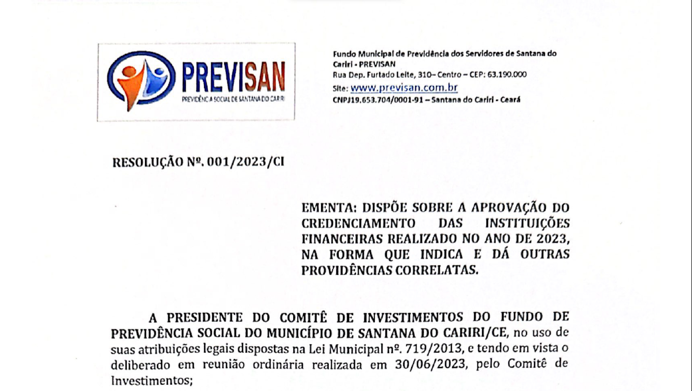 Dispõe sobre a Aprovação do Credenciamento das instituições financeiras realizado no ano de 2023