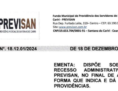 Portaria – Recesso administrativo da PREVISAN