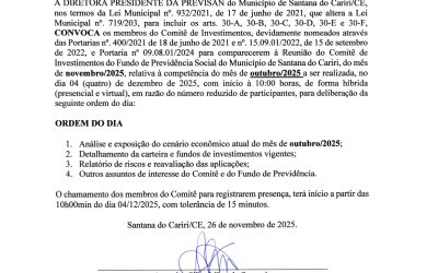 Edital de Convocação para Reunião Comitê de Investimentos