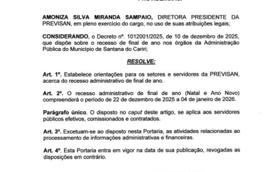 Recesso Administrativo da PREVISAN